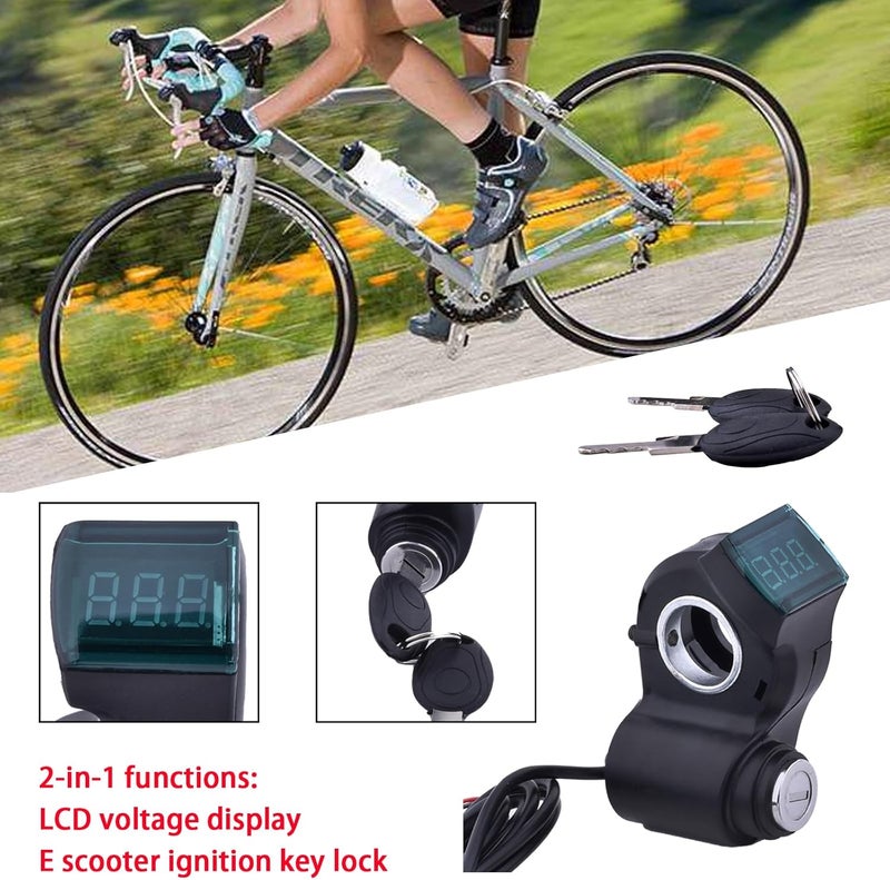 Chokayaky Universal ebike Ignition Switch with Key 12V-96V ebike Throttle with Key and Display 3 Wires Bike Key Ignition Electric Scooter Key Switch ebike Accessories ebike Key Ignition - Image 3
